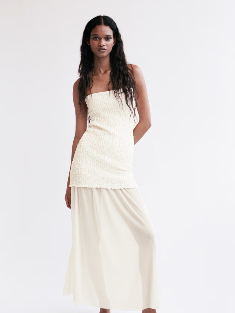H&M NWT Strapless Cream Maxi Dress